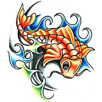 Koi Fish Design Water Transfer Temporary Tattoo(fake Tattoo) Stickers NO.11335